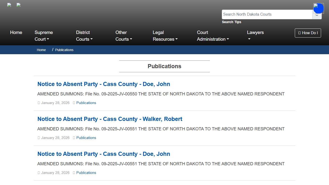 North Dakota Court System - Publications