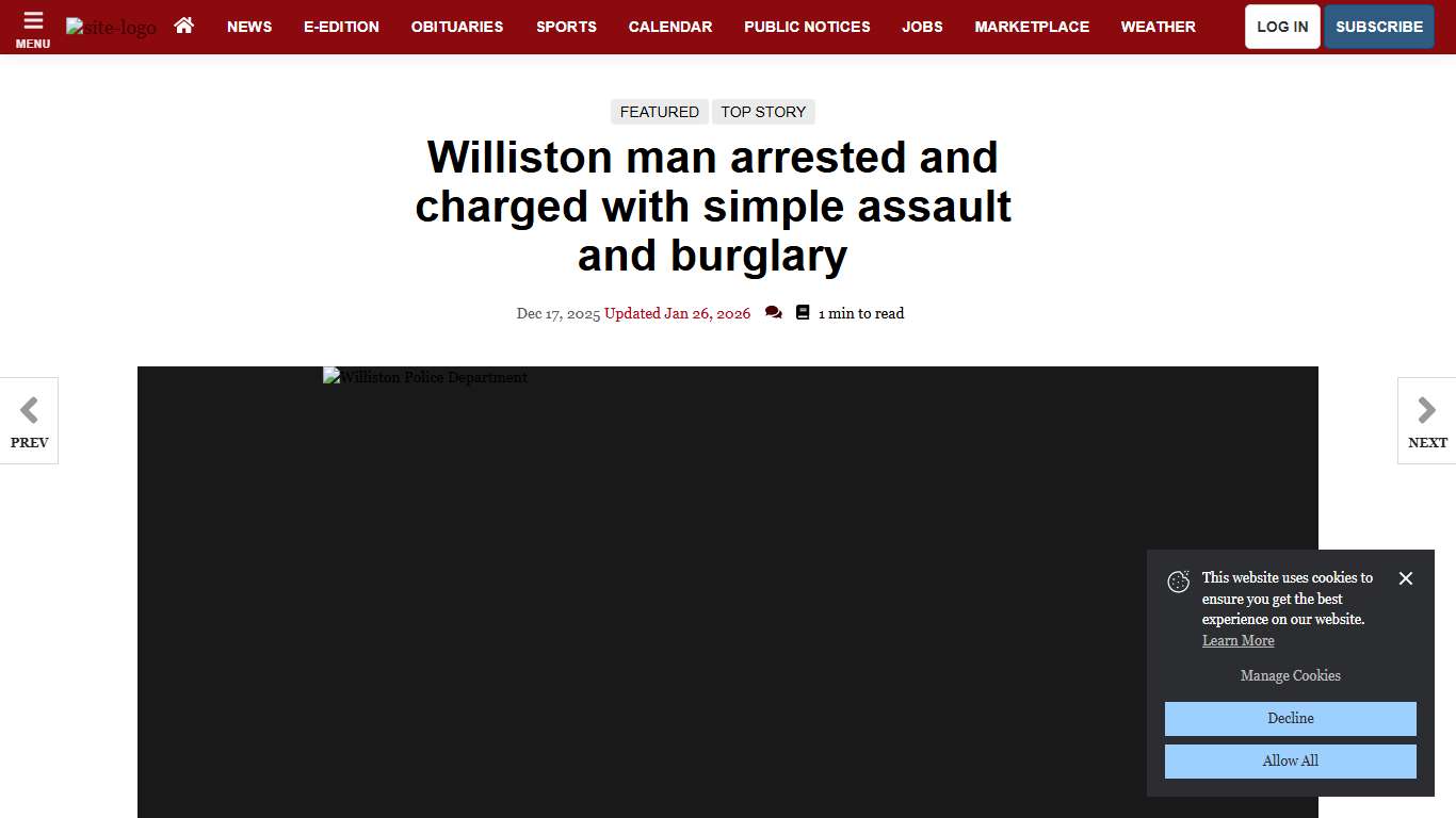 Williston man arrested and charged with simple assault and burglary Local News willistonherald.com